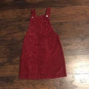Red overall dress
